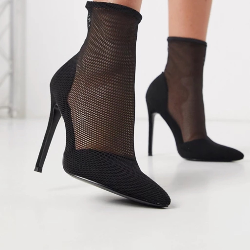 Black Mesh Sock Boots